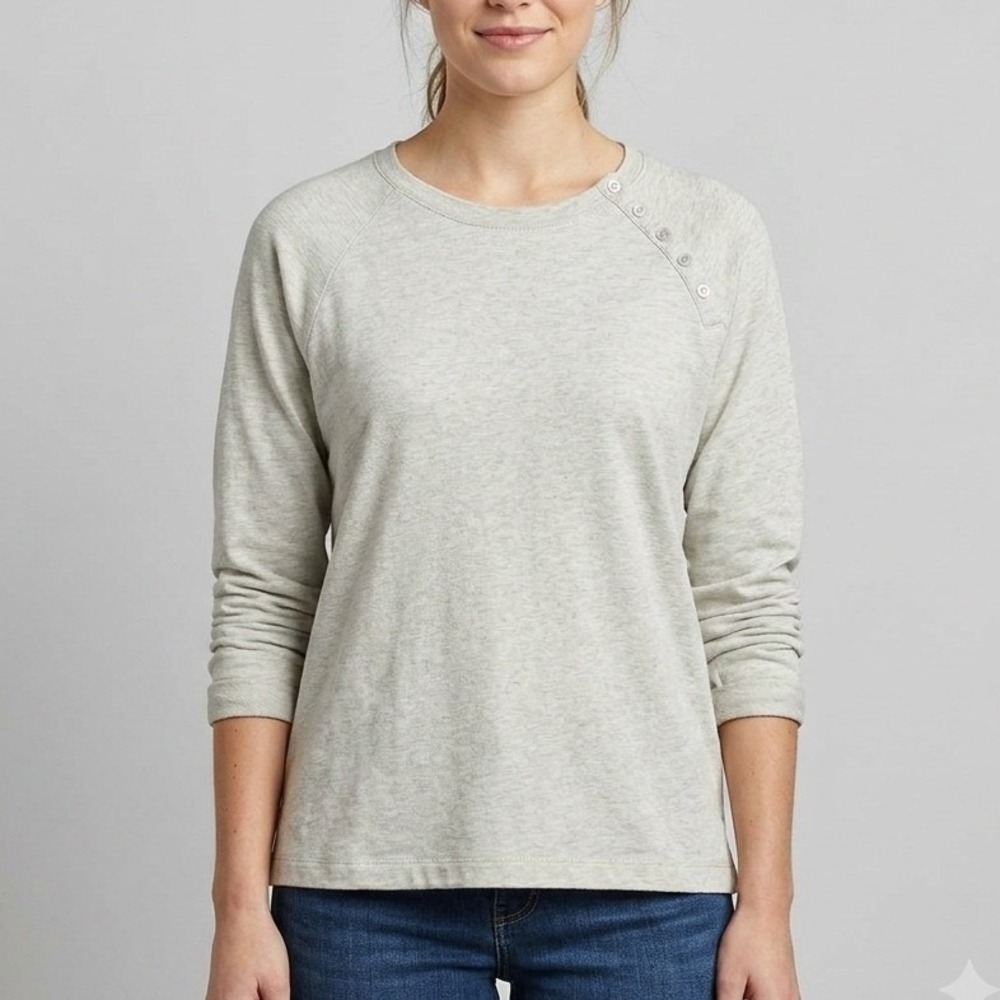 Orvis Womens Sage Green Cotton Shoulder Button Raglan Long Sleeve Top‎ Size M